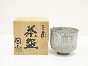 京焼　高台寺窯　森里陶楽造　三島茶碗（共箱）